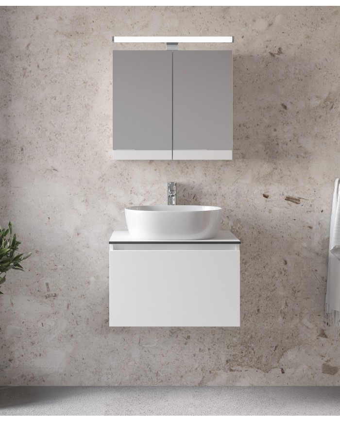 Έπιπλο Μπάνιου Furnibath Sevilla 60SA Royal White Βάση,Νιπτήρας,Καθρέφτης-Κρυφοντούλαπο (3SVCS60AWH)