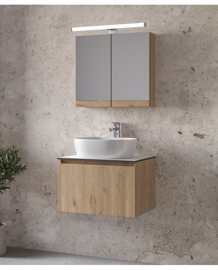 Έπιπλο Μπάνιου Furnibath Sevilla 60SA Royal Walnut Βάση,Νιπτήρας,Καθρέφτης-Κρυφοντούλαπο (3SVCS60AWL)