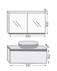 Έπιπλο Μπάνιου Furnibath Sevilla 60SA Royal Walnut Βάση,Νιπτήρας,Καθρέφτης-Κρυφοντούλαπο (3SVCS60AWL)