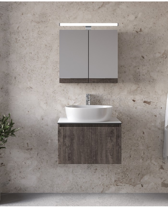 Έπιπλο Μπάνιου Furnibath Sevilla 60SA Royal Grey Βάση,Νιπτήρας,Καθρέφτης-Κρυφοντούλαπο (3SVCS60AGR)