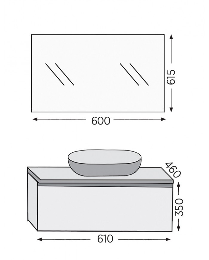Έπιπλο Μπάνιου Furnibath Sevilla 60SC Royal Walnut Βάση,Νιπτήρας,Καθρέφτης (3SVCS60CWL)