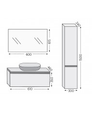 Έπιπλο Μπάνιου Furnibath Sevilla 60SC Royal Walnut Βάση,Νιπτήρας,Καθρέφτης (3SVCS60CWL)