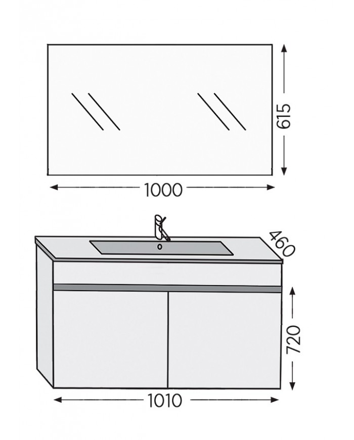 Έπιπλο Μπάνιου Furnibath Toledo 100C Royal Grey Βάση,Νιπτήρας,Καθρέφτης(7TL100CGR)