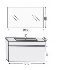 Έπιπλο Μπάνιου Furnibath Toledo 100C Royal Grey Βάση,Νιπτήρας,Καθρέφτης(7TL100CGR)