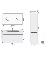 Έπιπλο Μπάνιου Furnibath Toledo 100C Royal Grey Βάση,Νιπτήρας,Καθρέφτης(7TL100CGR)