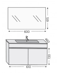 Έπιπλο Μπάνιου Furnibath Toledo 60C Royal White Βάση,Νιπτήρας,Καθρέφτης (7TL60CWH)