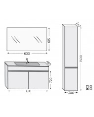 Bathroom Furniture Furnibath Toledo 60C Royal Gray Base, Washbasin, Mirror (7TL60CGR)