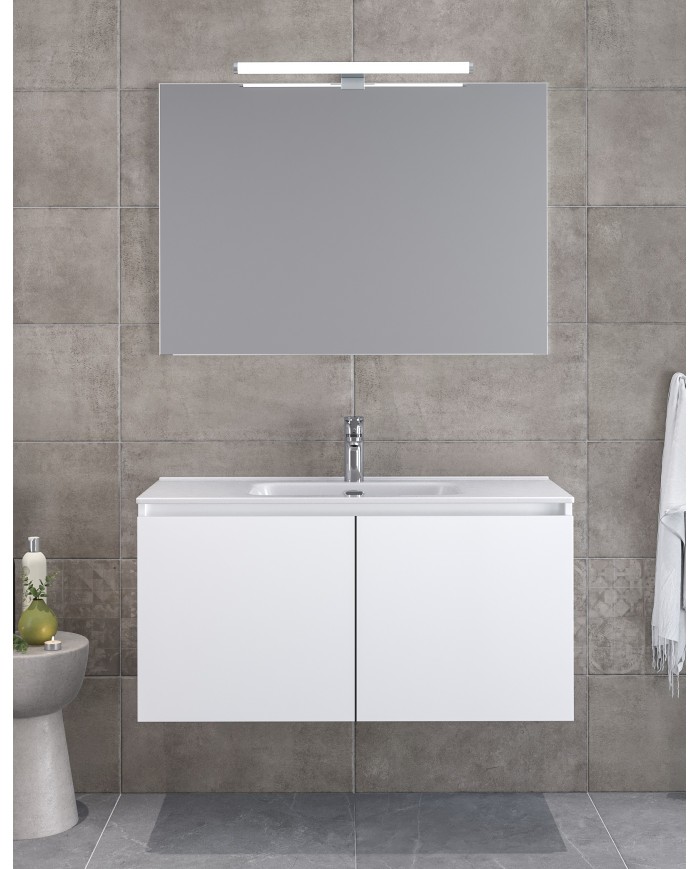 Έπιπλο Μπάνιου Furnibath Madrid 100C Royal White Βάση,Νιπτήρας,Καθρέφτης(5MD100CWH)