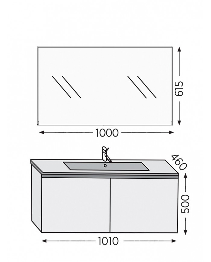 Έπιπλο Μπάνιου Furnibath Madrid 100C Royal White Βάση,Νιπτήρας,Καθρέφτης(5MD100CWH)