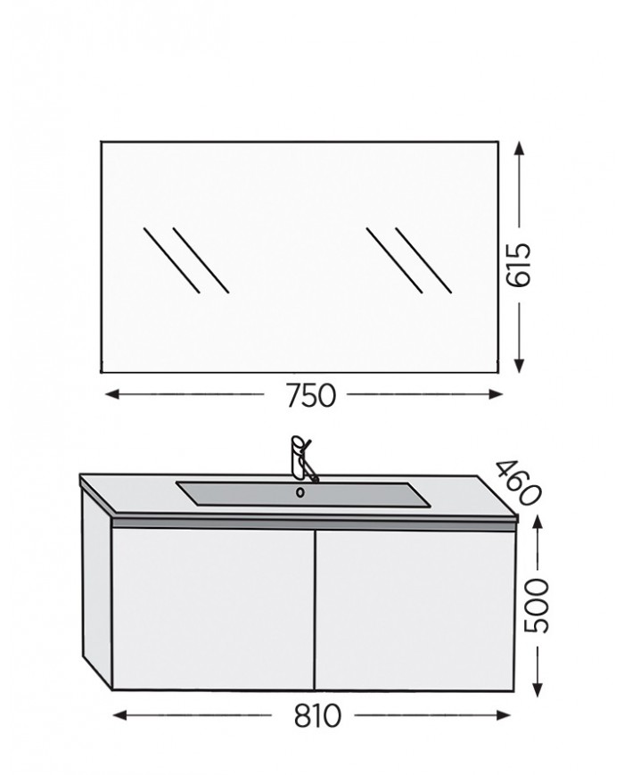 Bathroom Furniture Furnibath Madrid 80C Royal White Base, Washbasin, Mirror (5MD80CWH)