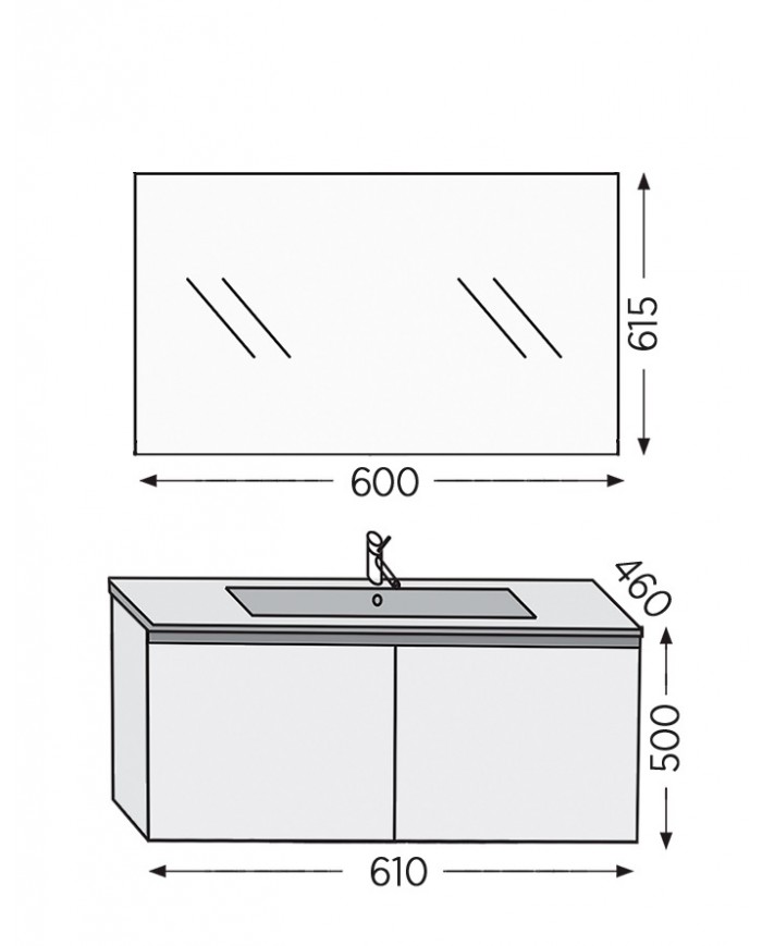 Bathroom Furniture Furnibath Madrid 60C Royal Gray Base, Washbasin, Mirror(5MD60CGR)