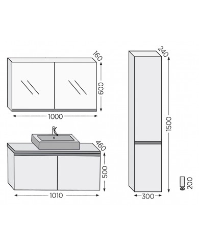 Bathroom Furniture Furnibath Sevilla 100TA Royal White Base, Washbasin, Mirror-Closet (5MDCT100AWH)