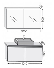 Bathroom Furniture Furnibath Madrid 100TA Royal Grey Base, Washbasin, Mirror-Closet (5MDCT100AGR)