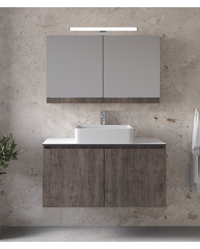 Bathroom Furniture Furnibath Madrid 100TA Royal Grey Base, Washbasin, Mirror-Closet (5MDCT100AGR)