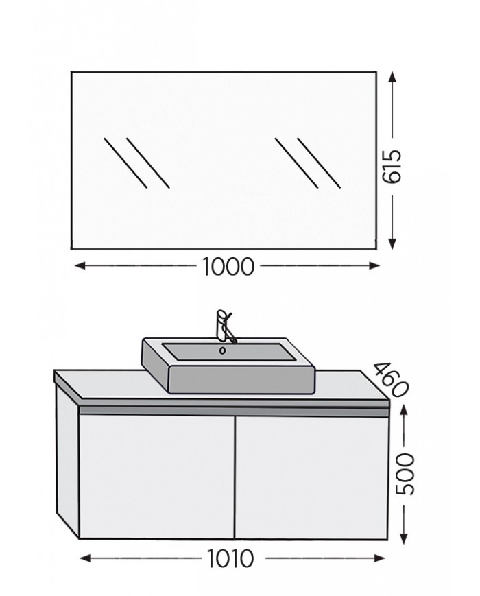 Bathroom Furniture Furnibath Madrid 100TC Royal Grey Base, Washbasin, Mirror (5MDCT100CGR)