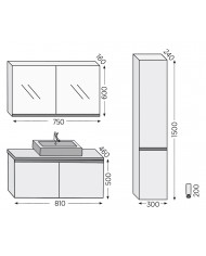 Bathroom Furniture Furnibath Madrid80TA Royal White Base, Washbasin, Mirror-Closet (5MDCT80AWH)