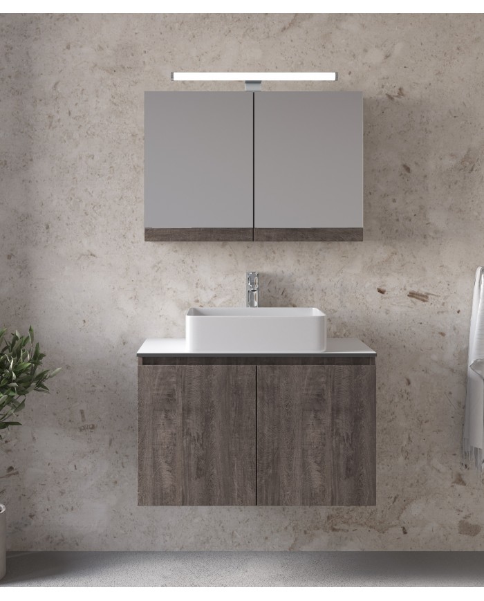 Bathroom Furniture Furnibath Madrid 80TA Royal Grey Base, Washbasin, Mirror-Closet (5MDCT80AGR)