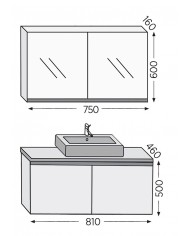 Bathroom Furniture Furnibath Madrid 80TA Royal Grey Base, Washbasin, Mirror-Closet (5MDCT80AGR)