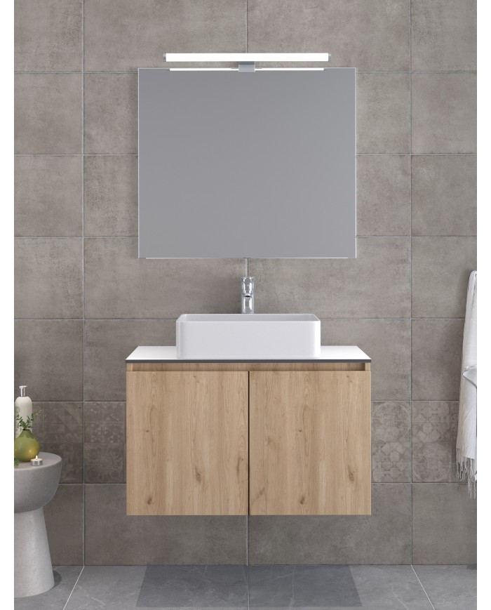 Bathroom Furniture Furnibath Madrid 80TC Royal Walnut Base, Washbasin, Mirror (5MDCT80CWL)