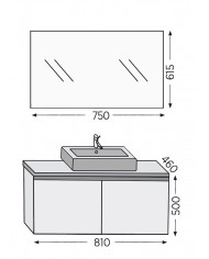 Bathroom Furniture Furnibath Madrid 80TC Royal Walnut Base, Washbasin, Mirror (5MDCT80CWL)