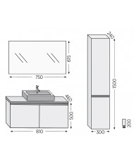 Bathroom Furniture Furnibath Madrid 80TC Royal Walnut Base, Washbasin, Mirror (5MDCT80CWL)