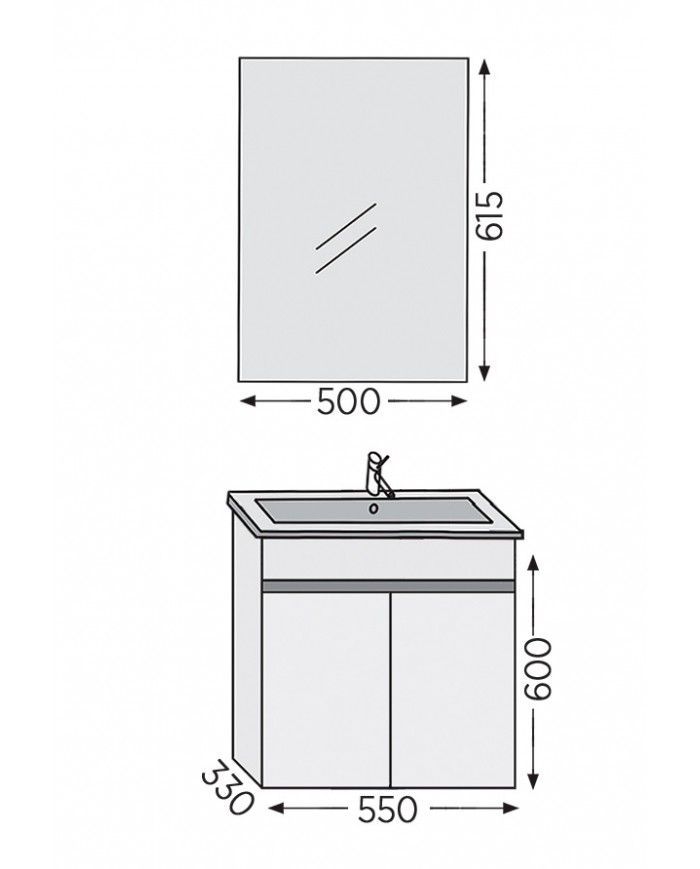 Bathroom Furniture Furnibath Valencia 55 Royal Walnut Base, Washbasin, Mirror (6VL55CWL)