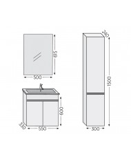 Bathroom Furniture Furnibath Valencia 55 Royal Walnut Base, Washbasin, Mirror (6VL55CWL)