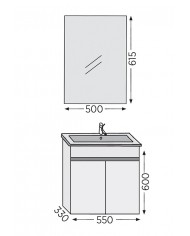 Bathroom Furniture Furnibath Valencia 55 Royal Grey Base, Washbasin, Mirror (6VL55CGR)