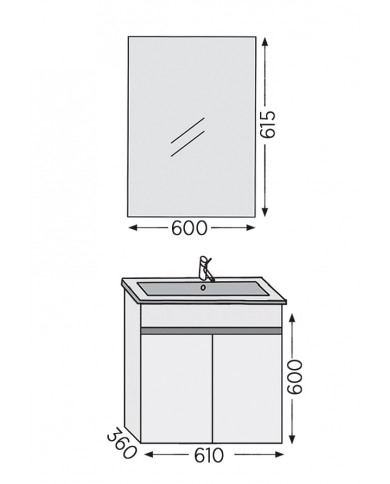Έπιπλο Μπάνιου Furnibath Valencia 61 Royal White Βάση,Νιπτήρας,Καθρέφτης (6VL61CWH)