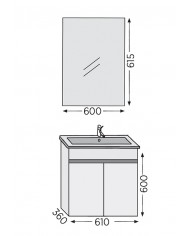 Έπιπλο Μπάνιου Furnibath Valencia 61 Royal Grey Βάση,Νιπτήρας,Καθρέφτης (6VL61CGR)
