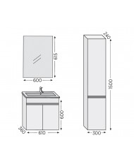 Έπιπλο Μπάνιου Furnibath Valencia 61 Royal Grey Βάση,Νιπτήρας,Καθρέφτης (6VL61CGR)