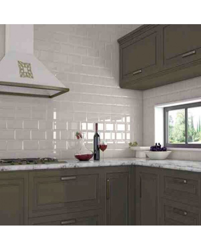 Metro White Gloss Bizoute Ceramic Tile First Selection (10x20 cm)