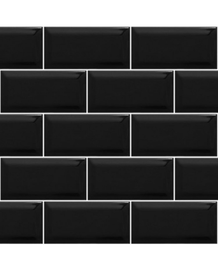 Metro Black Gloss Bizoute Ceramic Tile First Selection (10x20 cm)