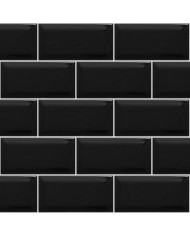 Metro Black Gloss Bizoute Ceramic Tile First Selection (10x20 cm)