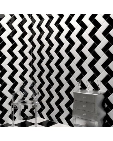 Metro Black Gloss Bizoute Ceramic Tile First Selection (10x20 cm)