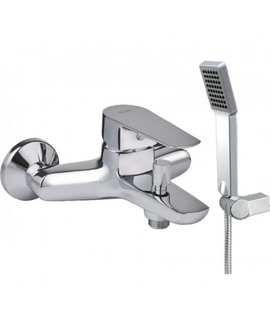 Modea Viospiral Leona Chrome Bathroom Faucet Wall-Mounted Set With Shower Telephone, Spiral & Base