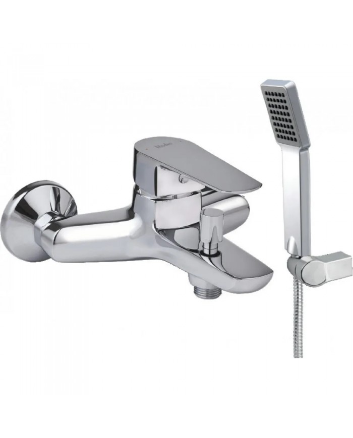 Modea Viospiral Leona Chrome Bathroom Faucet Wall-Mounted Set With Shower Telephone, Spiral & Base