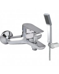 Modea Viospiral Leona Chrome Bathroom Faucet Wall-Mounted Set With Shower Telephone, Spiral & Base(00-09002)