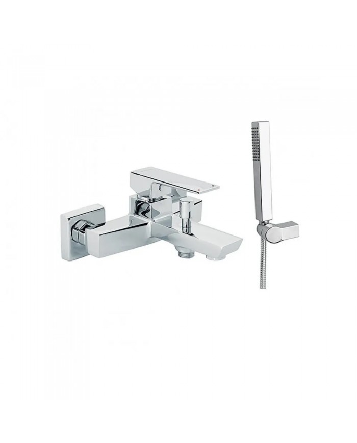 Modea Viospiral Pietra Chrome Bathroom Faucet Wall-Mounted Set With Shower Telephone, Spiral & Base