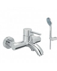 Modea Viospiral Etna Chrome Bathroom Faucet Wall-Mounted Set With Shower Telephone, Spiral & Base(00-07002)