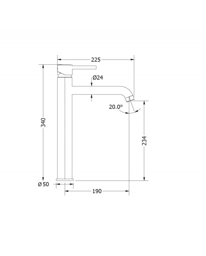 Μπαταρία Νιπτήρα Modea Etna Plus 225mm  Ψηλή Χρωμέ (00-07006)