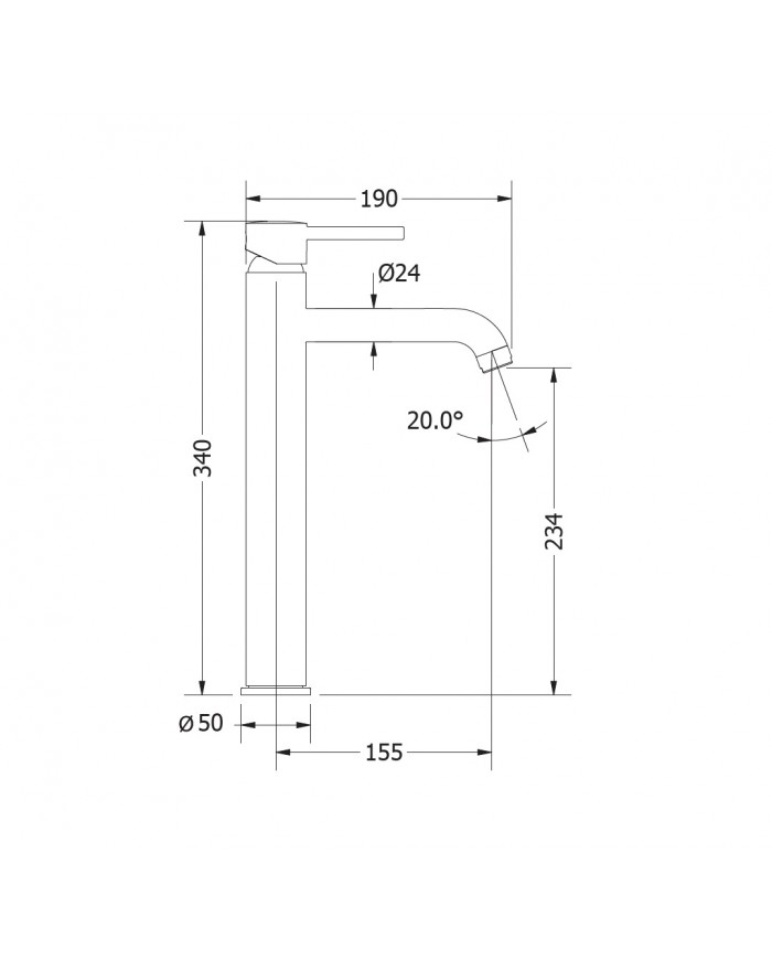 Modea Etna Plus 190mm High Chrome Basin Faucet (00-07009)