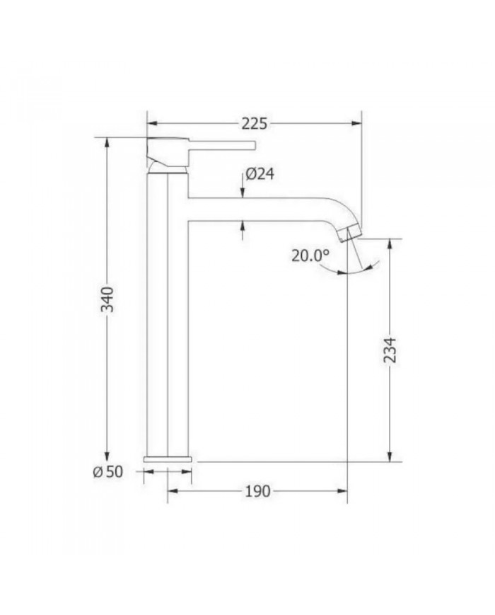 Μπαταρία Νιπτήρα Modea Etna Plus 225mm Ψηλή Μαύρο Ματ (00-07006/B)