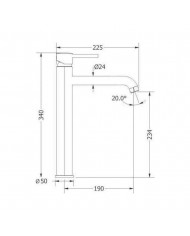 Μπαταρία Νιπτήρα Modea Etna Plus 225mm Ψηλή Μαύρο Ματ (00-07006/B)