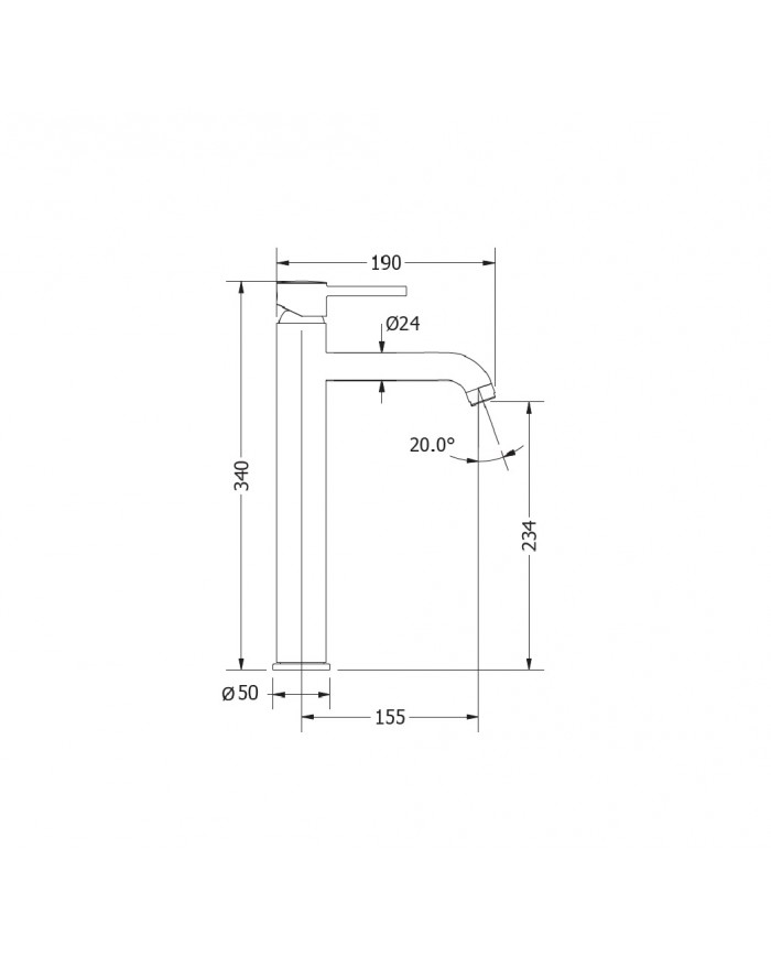 Modea Etna Plus Basin Faucet 190mm High Black Matt (00-07009/B)