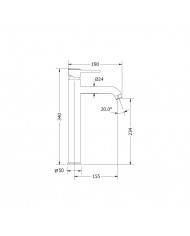 Μπαταρία Νιπτήρα Modea Etna Plus 190mm Ψηλή Μαύρο Ματ (00-07009/B)