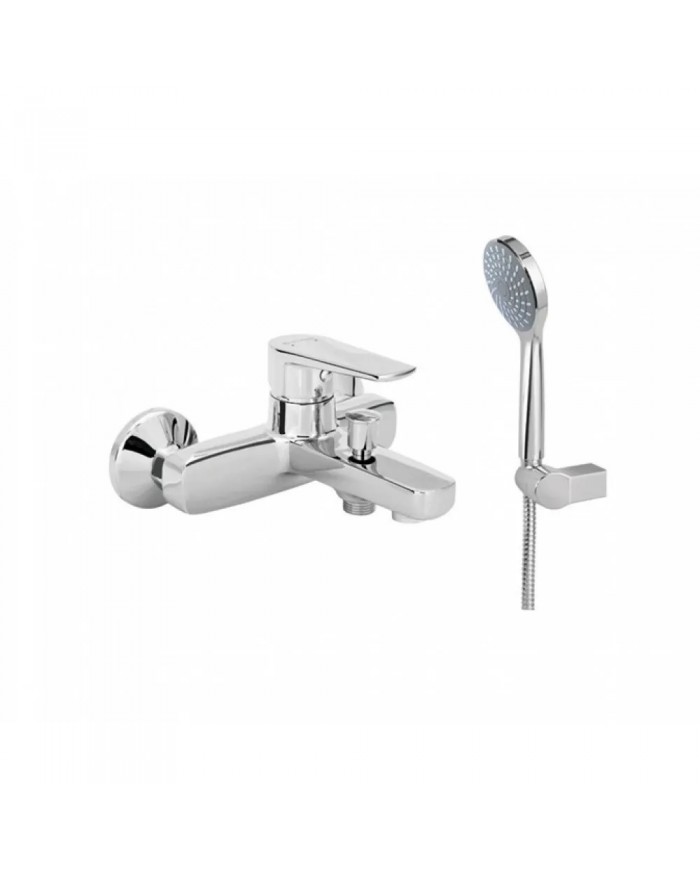 Modea Viospiral Etna Chrome Bathroom Faucet Wall-Mounted Set With Shower Telephone, Spiral & Base (00-02502)