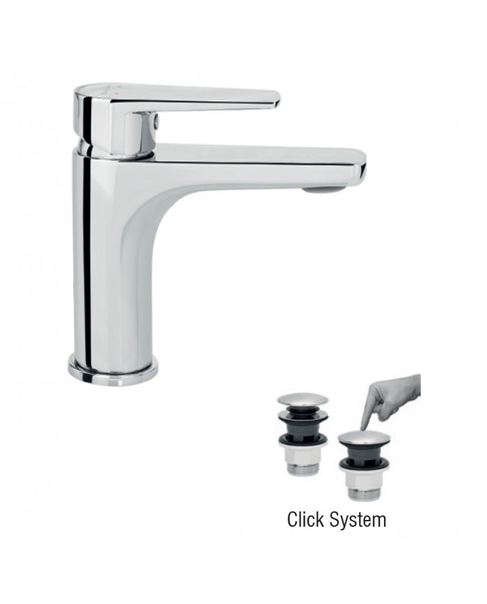 Modea Optima Chrome Washbasin Faucet with Click System Plastic Valve (00-02501)