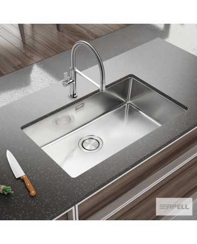 Stainless Steel Sink Undermount Linear Plus Apell 75x44 Inox Smooth
