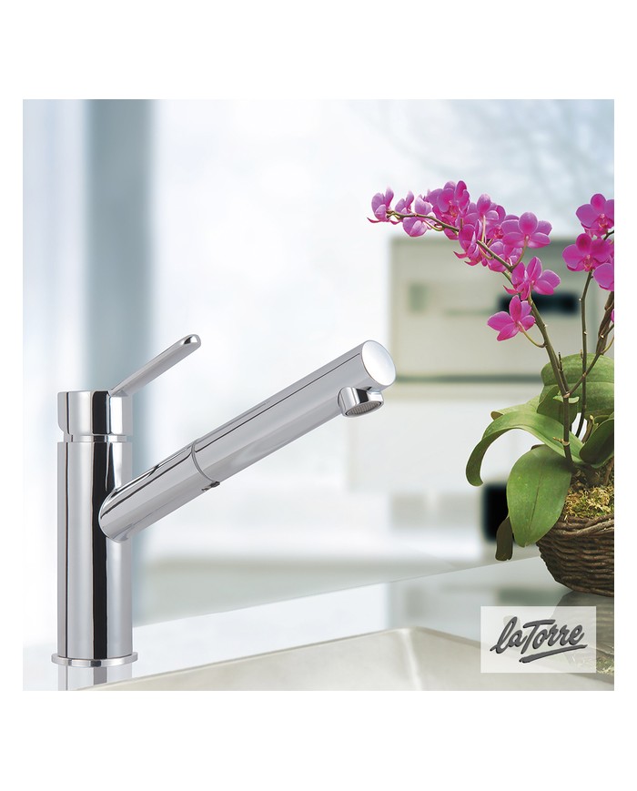 Low Kitchen Faucet With Detachable Shower La Torre NewPro Chrome (42181-100)